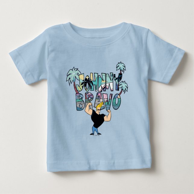 Johnny Bravo Palm Tree Name Baby T-Shirt (Front)