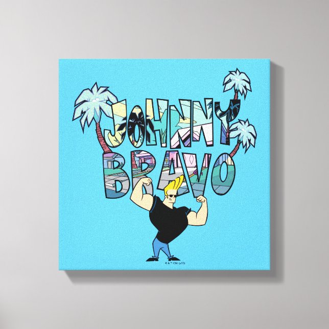 Johnny Bravo Palm Tree Name Canvas Print (Front)