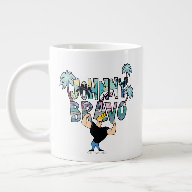 Johnny Bravo Palm Tree Name Giant Coffee Mug (Left)