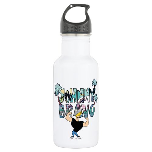 Johnny Bravo Palm Tree Name Stainless Steel Water Bottle