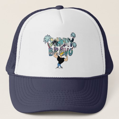 Johnny Bravo Palm Tree Name Trucker Hat