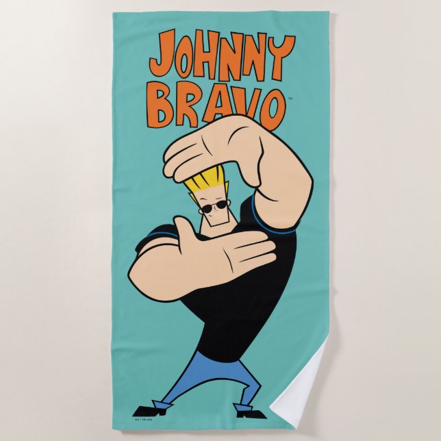Johnny Bravo Picture Frame Pose Beach Towel (Front)