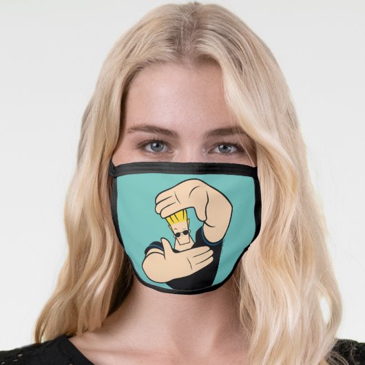 Johnny Bravo Picture Frame Pose Face Mask (Worn Her)