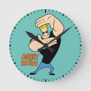 Johnny Bravo Picture Frame Pose Round Clock