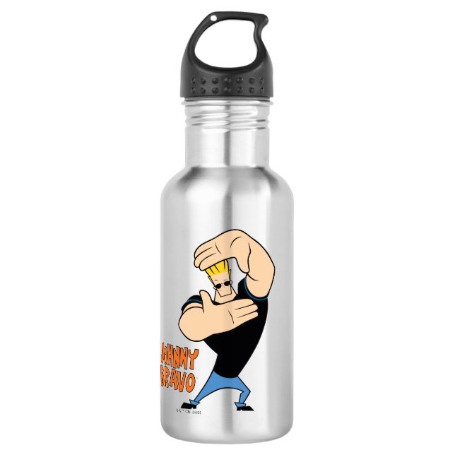 Johnny Bravo Picture Frame Pose Stainless Steel Water Bottle (Front)