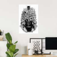 Johnny Cash Fan Art Poster, Black & White Drawing