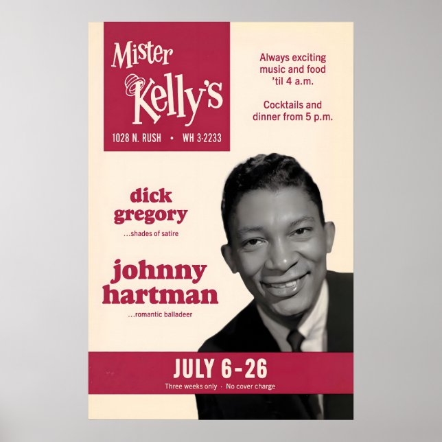 Johnny Hartman jazz poster - Mister Kelly's (Front)