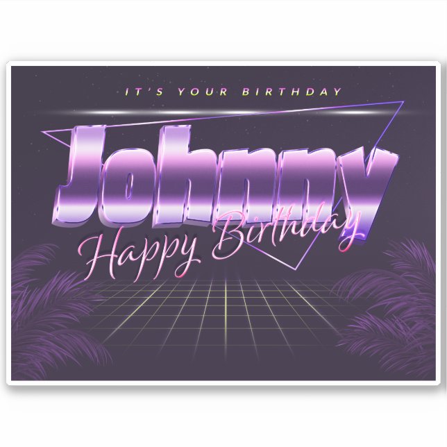 Johnny Name First Name lila retro Sticker Birthday (Front)