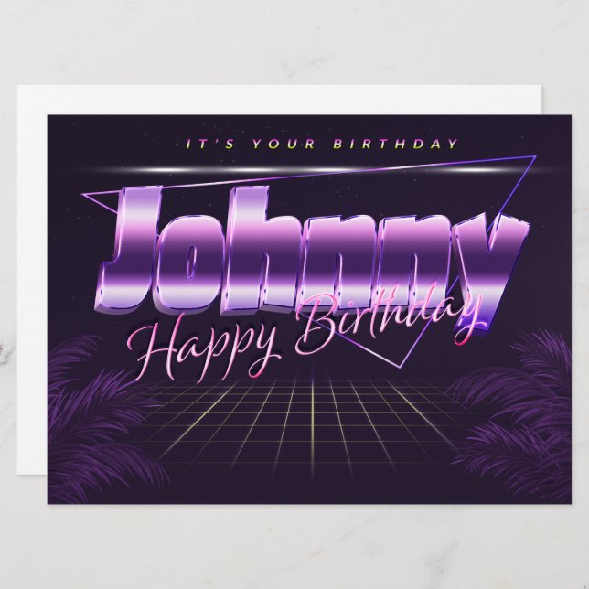 Johnny Name First Name pura retro card Birthday (Front/Back)