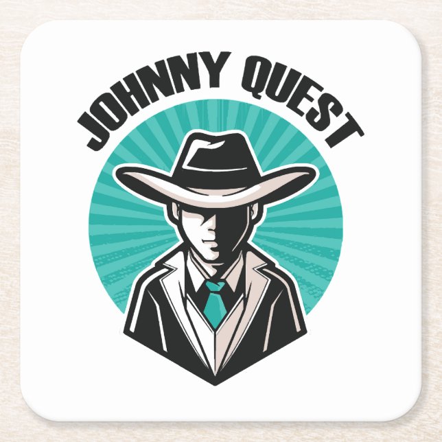 Johnny Quest Square Paper Coaster (Front)