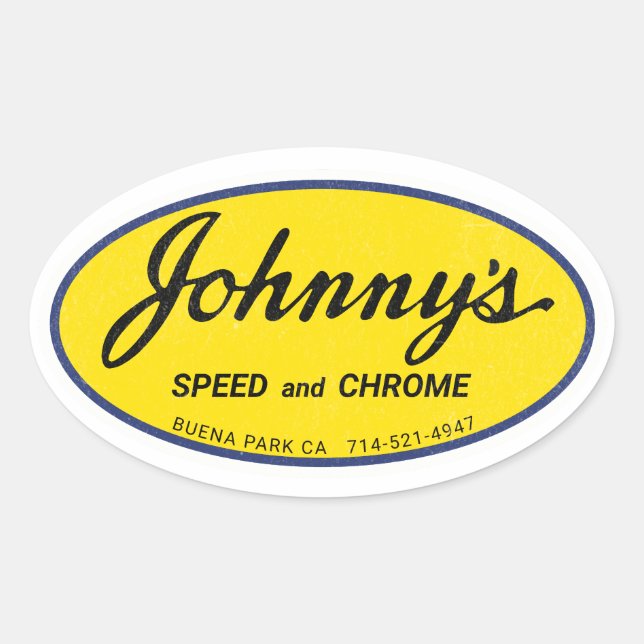 Johnny's Speed and Chrome Oval Sticker (Front)