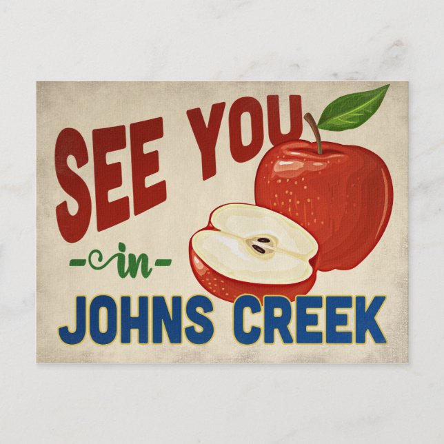 Johns Creek Georgia Apple - Vintage Travel Postcard (Front)