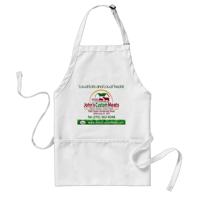John's Custom Meats, Local Eats and Local Treats! Adult Apron (Front)