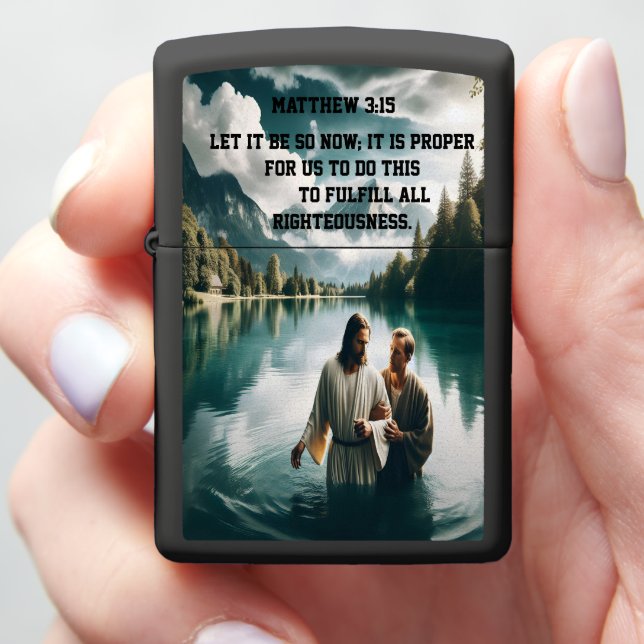 John's Divine Baptism of Jesus Christ Zippo Lighter (In Hand)
