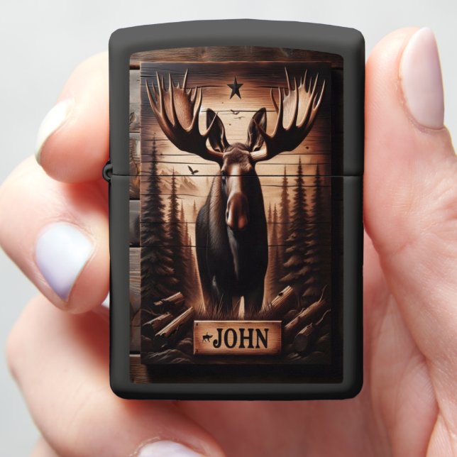 John's Forest Moose Zippo Lighter (In Hand)