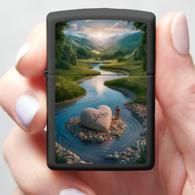 John's Heart stone River Zippo Lighter (In Hand)