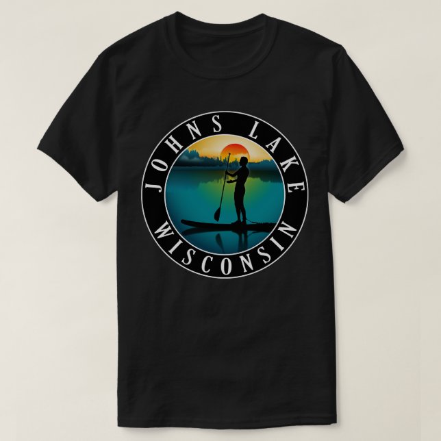 Johns Lake Wisconsin Paddleboarding T-Shirt (Design Front)