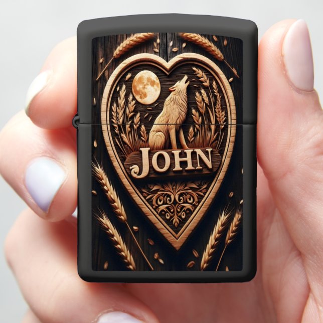 John's Moonlit Wolf Zippo Lighter (In Hand)