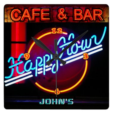 JOHN'S - Name Neon Sign Bar Mancave Den Clock Fun