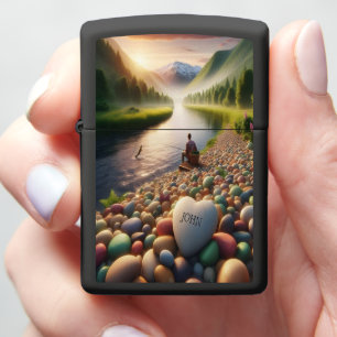 John's Peaceful Sunset Fishing Zippo Lighter