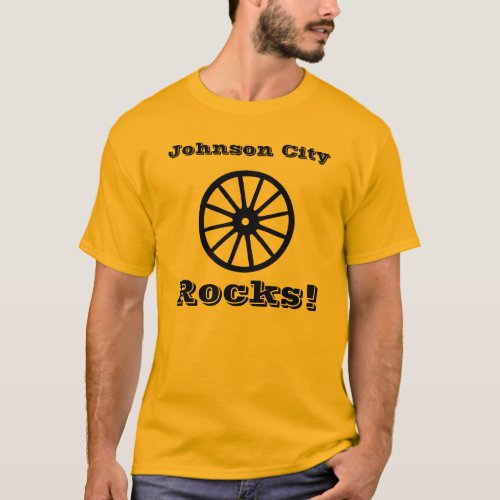 Johnson City Rocks With Wagon Wheel logo T_Shirt