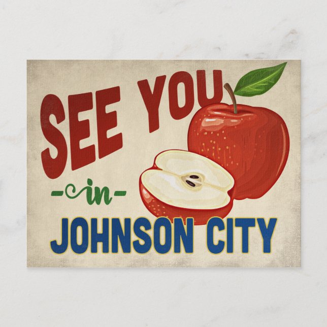 Johnson City Tennessee Apple - Vintage Travel Postcard (Front)