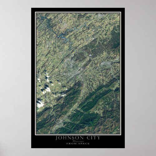 Johnson City Tennessee From Space Satellite Map Poster