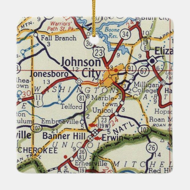 Johnson City TN Ceramic Ornament (Back)