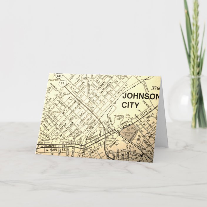 Johnson City, TN Vintage Map Card