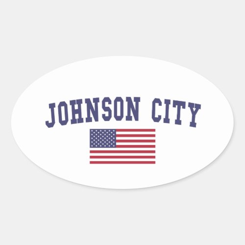 Johnson City US Flag Oval Sticker