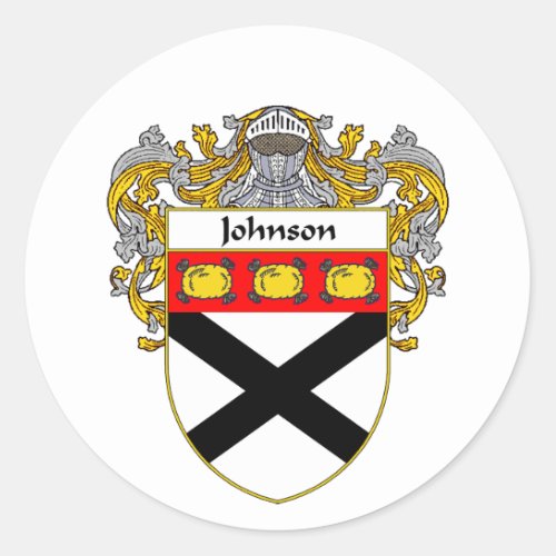 Johnson Coat of Arms Mantled Classic Round Sticker