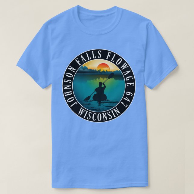 Johnson Falls Flowage 647 Wisconsin Kayaking T-Shirt (Design Front)