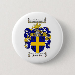 JOHNSON FAMILY CREST - JOHNSON COAT OF ARMS PINBACK BUTTON