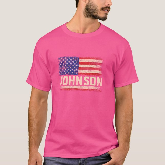 Johnson Last Name Shirt Johnson Name American Flag (Front)