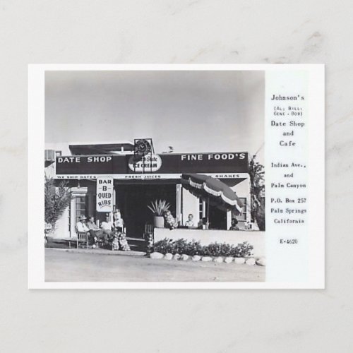 Johnsons Cafe Palm Springs California Vintage Postcard