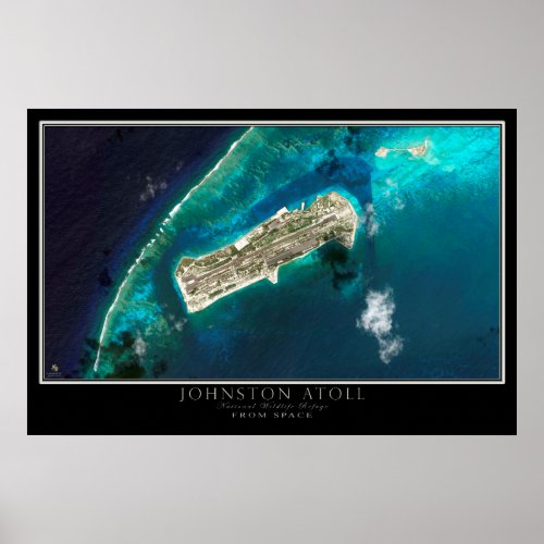 Johnston Atoll From Space Satellite Map Poster