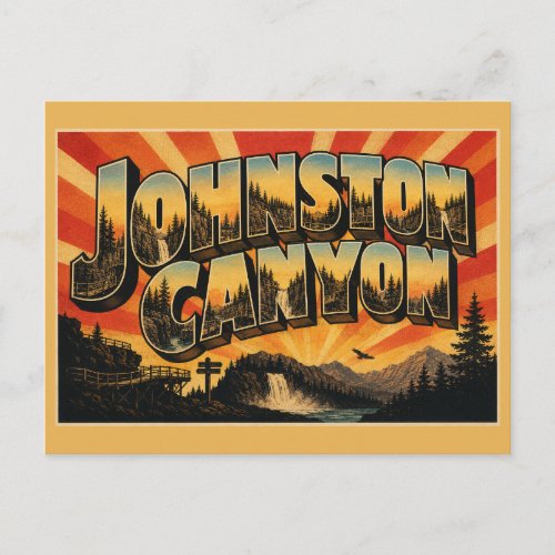 Johnston Canyon Alberta Waterfalls Forest Art Postcard