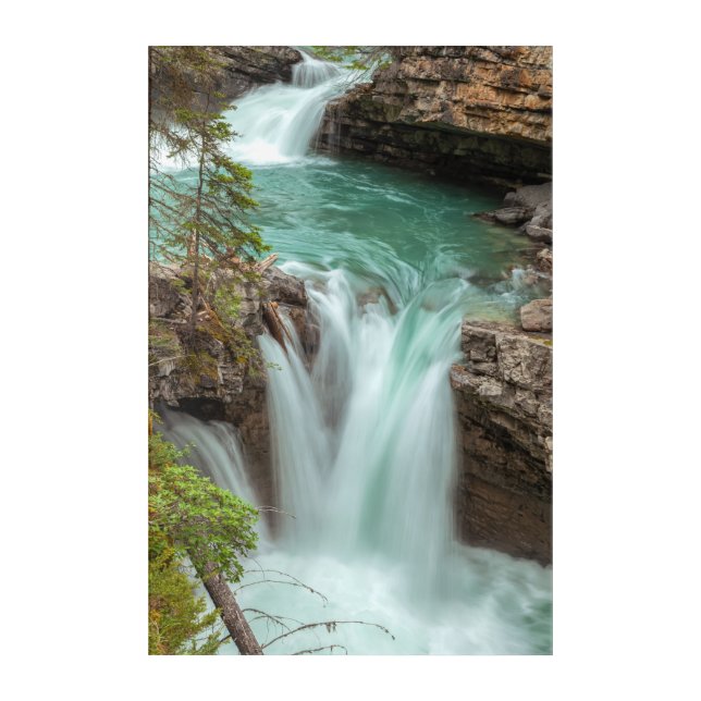 Johnston Canyon Falls Acrylic Print (Front)