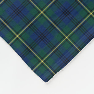 Johnston Clan Blue, Green and Yellow Tartan Fleece Blanket