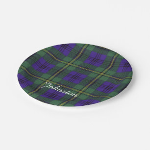 Johnston clan Plaid Scottish tartan Paper Plates
