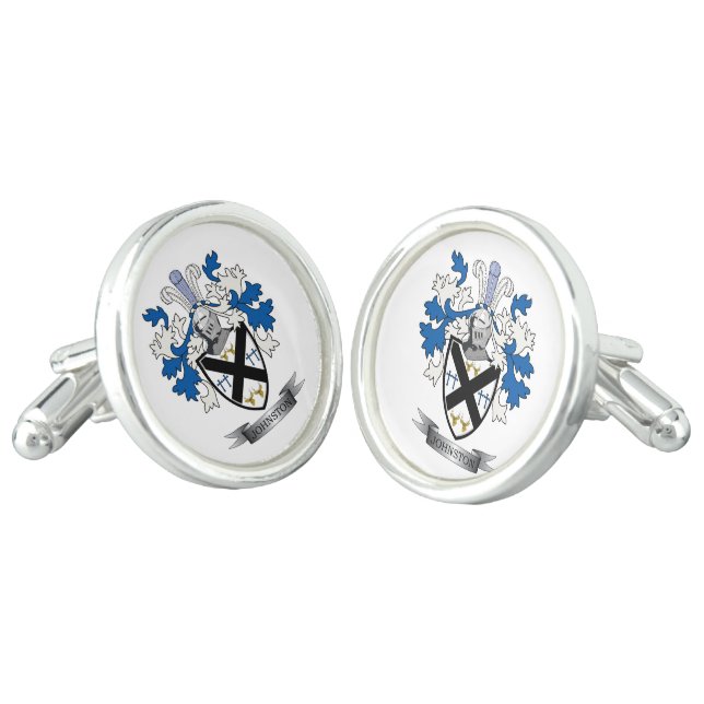 Johnston Family Crest Coat of Arms Cufflinks (Angled)