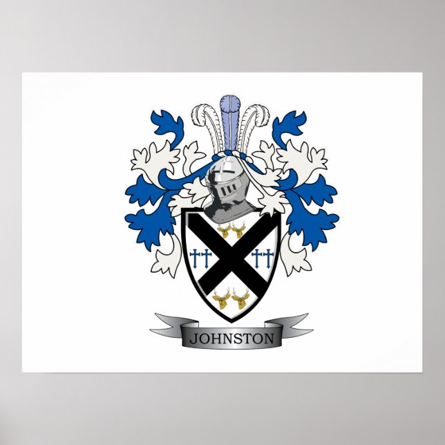 Johnston Family Crest Coat of Arms Poster (Front)