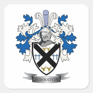 Johnston Family Crest Coat of Arms Square Sticker