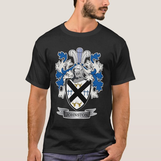 Johnston Family Crest Coat of Arms T-Shirt (Front)