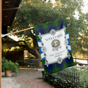 Johnston Modern Tartan Garden Flag - Clan Badge Ta