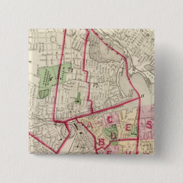 Johnston Rhode Island Map Pinback Button (Front)
