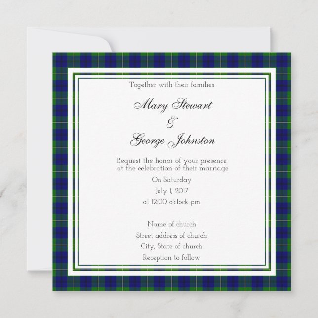 Johnston Scottish Wedding Square Invitation (Front)