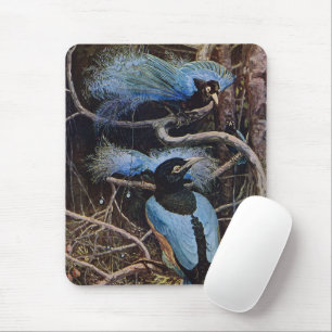 Johnston Vintage Blue Bird Paradise Illustration Mouse Pad