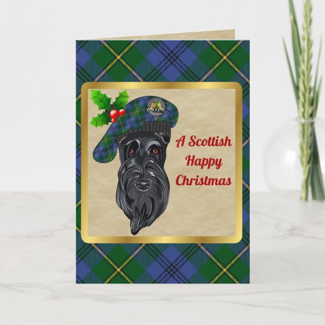 Johnstone Clan Badge & Tartan Personalized Card (Front)