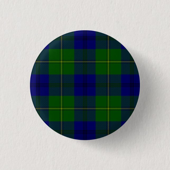 Johnstone tartan blue green plaid button (Front)